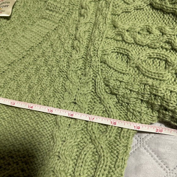 Kilronan Knitwear Womens Sweater Cardigan S 100% Wool Aran Knit Green Ireland - Picture 5 of 7